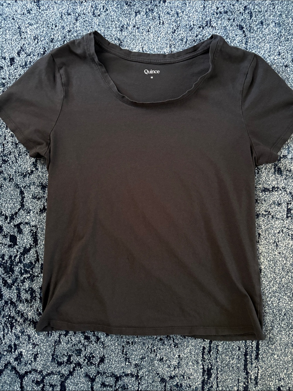 Quince Black Short Sleeve Scoop Neck Tee